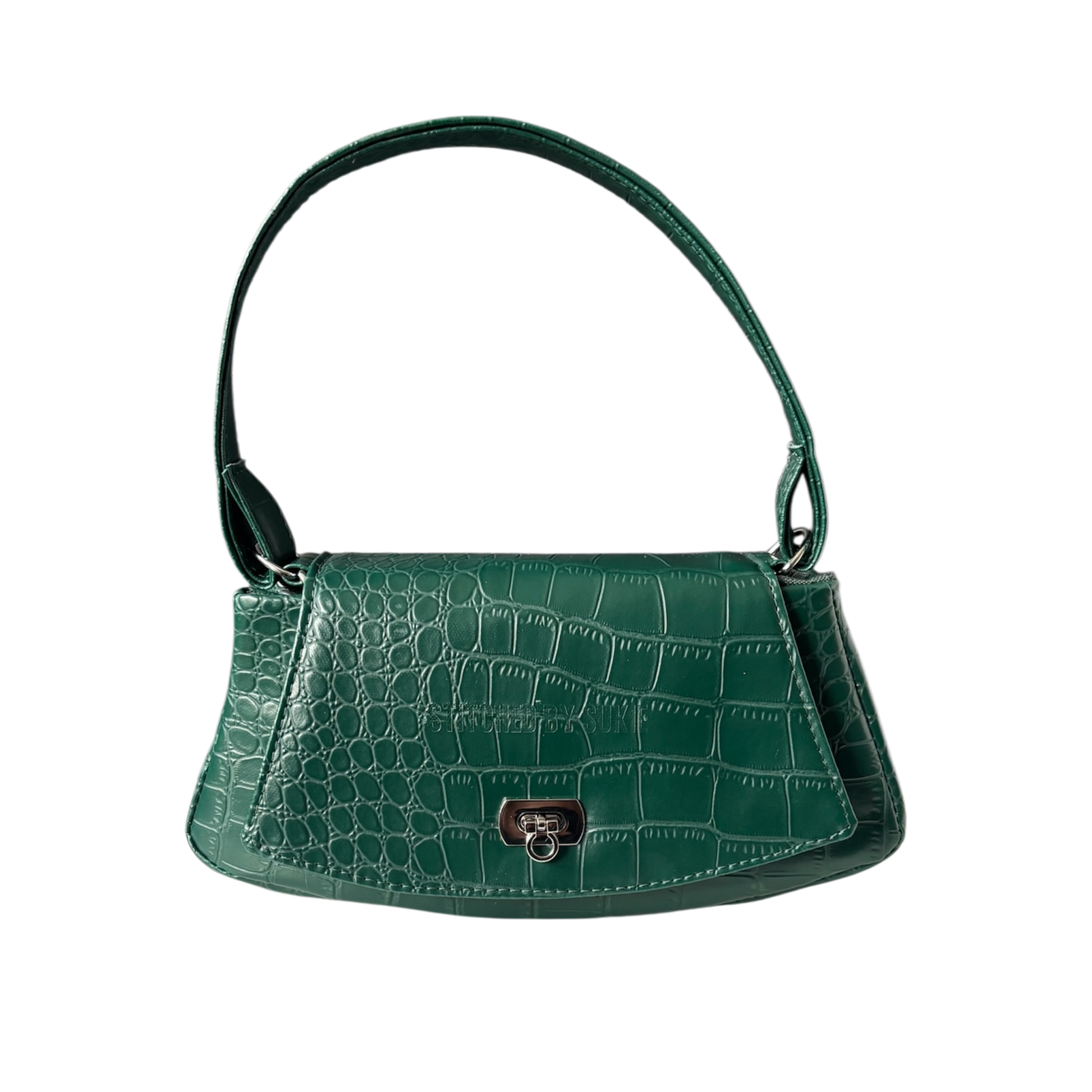 Everly Shoulder Flap | Forrest Green Croc- Embossed Handbag Everly Shoulder Flap | Forrest Green Croc- Embossed Handbag